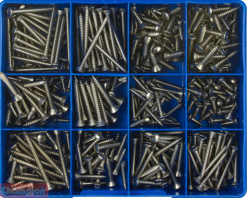 Champion S/Steel Metric Phillips Raised & Countersunk Self-Tapping Screw Assortment CA1884 Screws and Nuts Champion