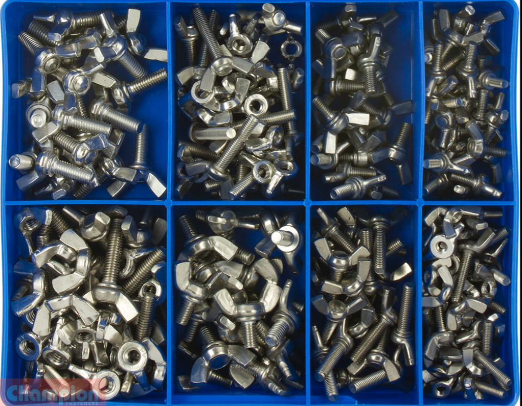 Champion S/Steel Metric Wing Screws & Nuts Assortment 11 Sizes CA1892 Wing Screws Champion