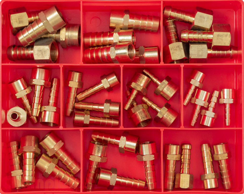 Champion Brass Female Straight Hose Tails Assortment 10 Sizes: 3/16″ to 1/2″ & 1/8″ to 3/8″ CA37 Hose Tails Champion