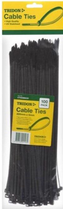 Tridon BLACK Cable Ties 300mm x 5mm PK 100 CT305BKCD Cable ties Tridon