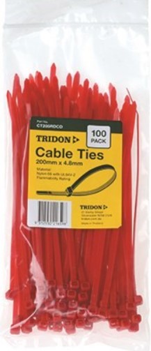 Tridon RED Cable Ties 200mm x 4.8mm PK 100 CT205RDCD Cable ties Tridon