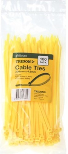 Tridon YELLOW Cable Ties 200mm x 4.8mm PK 100 CT205YLCD Cable ties Tridon