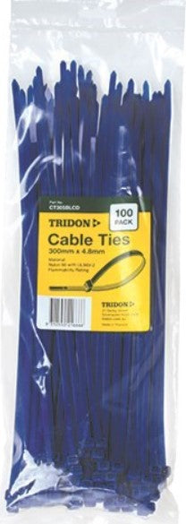 Tridon BLUE Cable Ties 300mm x 4.8mm PK 100 CT305BLCD Cable ties Tridon