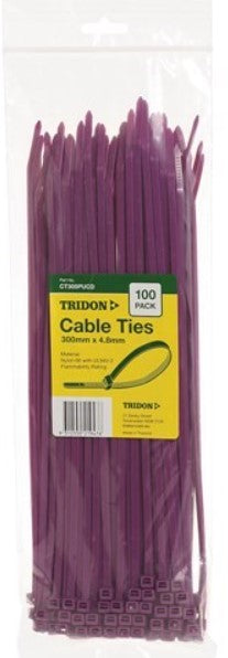 Tridon PURPLE Cable Ties 300mm x 4.8mm PK 100 CT305PUCD Cable ties Tridon