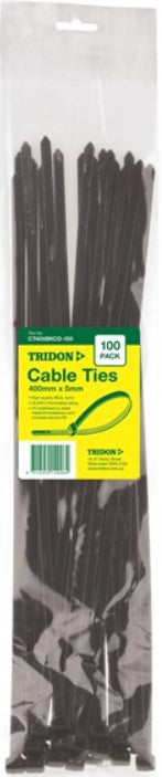 Tridon BLACK Cable Ties 400mm x 5mm PK 100 CT405BKCD-100 Cable ties Tridon