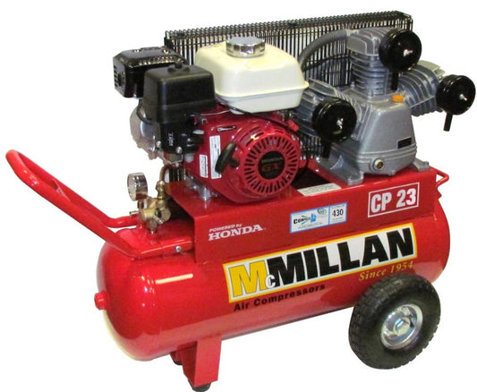 McMillan Portable 6.5hp Petrol Powered Air Compressor 22.5cfm CP23 Pick Up In Store Compressor McMillian Air Compressors