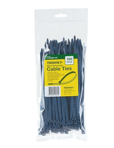 Tridon Metal Detectable Cable Ties 200 X 5mm 100 Pack CT205MD-100 Cable Ties Tridon