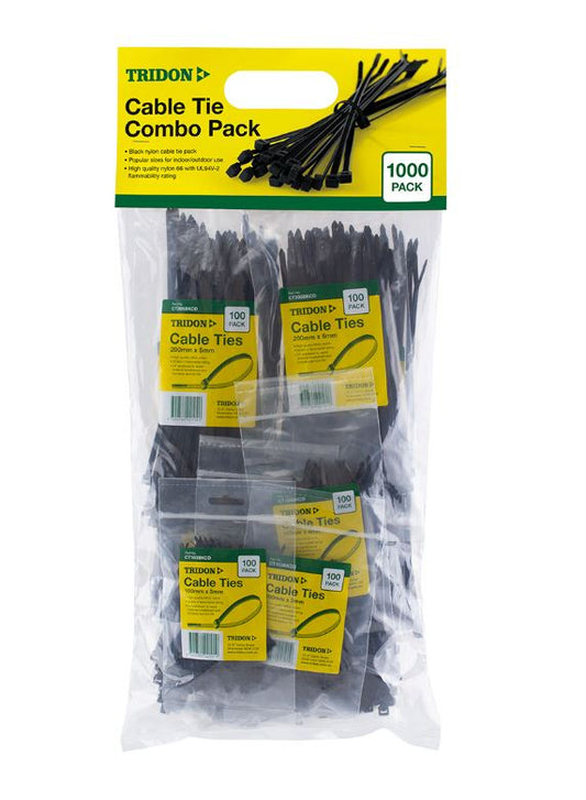 Tridon Cable Tie Combo Pack Black Cable Ties Qty 1000 CTCP10 Cable ties Tridon