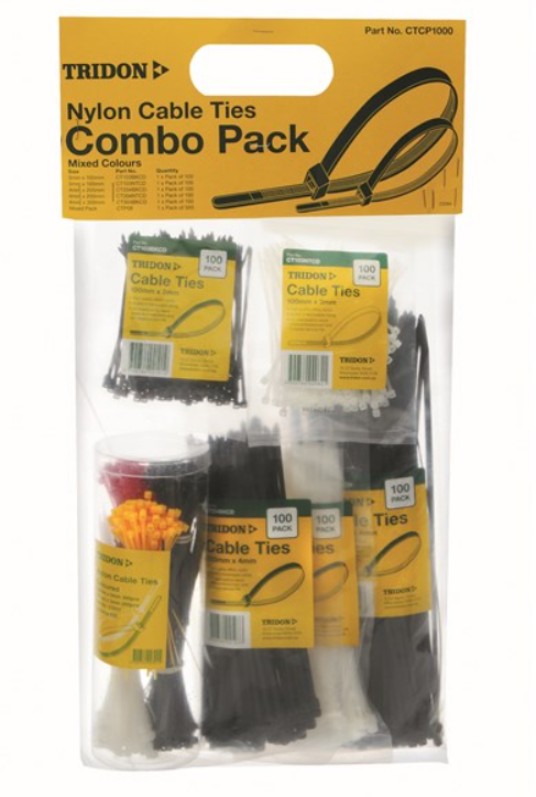 Tridon Cable Tie Combo Pack Assorted Colors and Sizes Cable Ties Qty 1000 CTCP1000 Cable ties Tridon