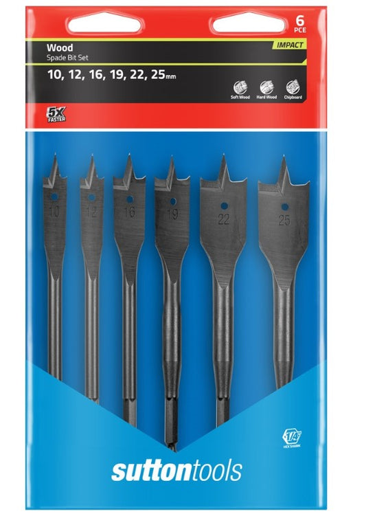 Sutton Tools D501 Impact Wallet Spade Bit SS6W Set 6 Piece Metric 10mm-25mm D501SS6W Drill Bit Sutton Tools