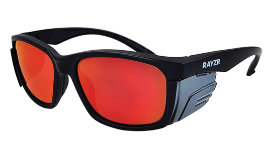 Rayzr Safety Glasses - Matte Black Frame Red Mirror Polarised ERZ386 Safety Glasses Maxisafe