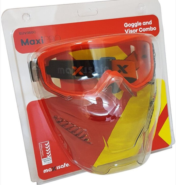 MaxiPRO Safety Goggle & Visor Combo EUV350-C Safety Glasses Maxisafe