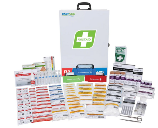 FastAid R3 Constructa Max Pro First Aid Kit, Metal Wall Mount FAR3C10 First Aid FastAid