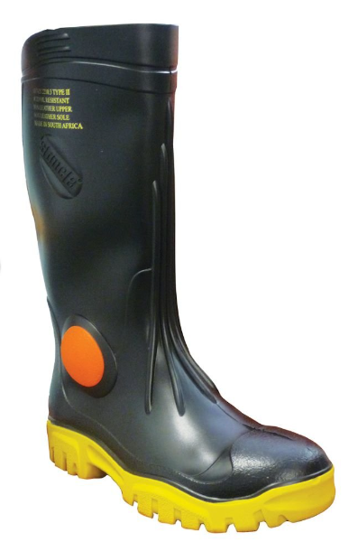 MaxiSafe Stimela 'Foreman' Black Gumboots with Safety Toe Sizes 4 to 14 FWG902 GumBoots Maxisafe