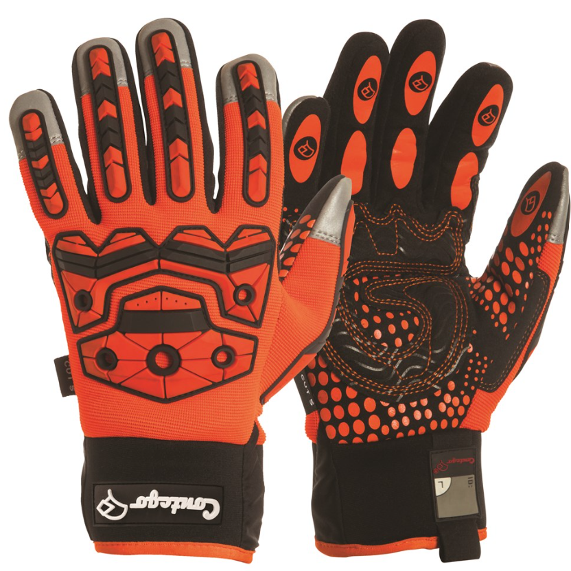 Contego Jabiru Mechanics Glove Impact 360 C5 Black/Fluro Orange Sizes Medium to 2XL COJABMECHBG000 Gloves Contego