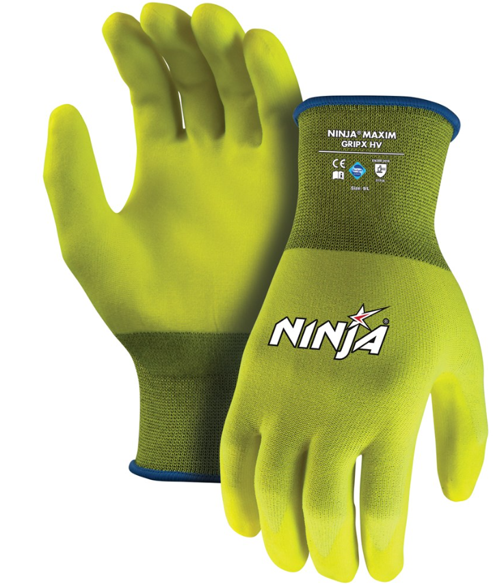 Ninja HPT GripX Gloves Hi Vis Fluro Yellow Sizes S to 2XL NIGRPXHPTFY Gloves Ninja