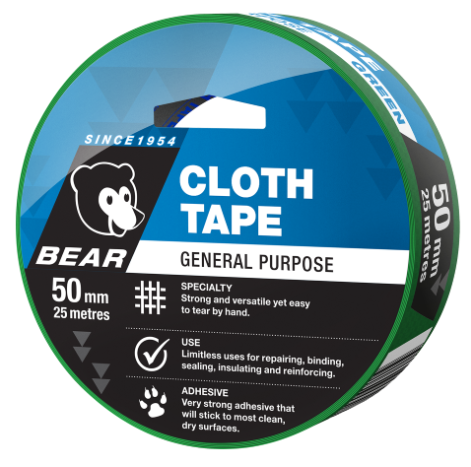 Bear Cloth Tape 50mm X 25m Green 66623336618 tape Bear