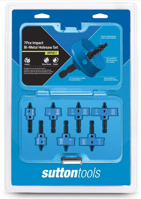 Sutton H119 7Pce Set Bi Metal Impact Hex Holesaw Set H119S7 Holesaw Sutton Tools