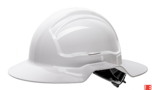 Broad Brim White NON- Vented Hard Hat w/ ratchet harness FRTGBB56RWW0000 Hard Hat Tuffgard