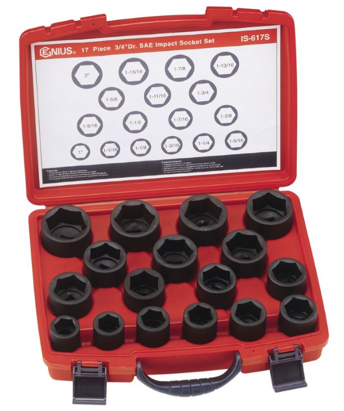 Genius Tools 17 Piece 3/4" Dr. SAE Impact Socket Set IS-617S Pick Up In Store Socket Set Genius