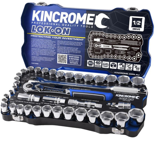 Kincrome Lok-On Socket Set 41 Piece 1/2" Drive Metric & Imperial K27022 Socket Set Kincrome