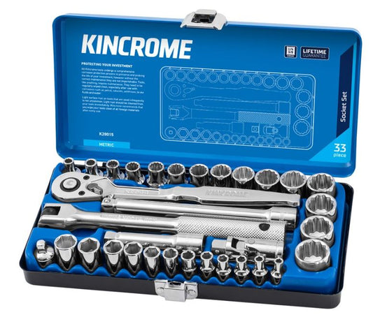 Kincrome Socket Set 33 Piece 1/4 & 3/8" Drive Metric K28015 Socket Set Kincrome