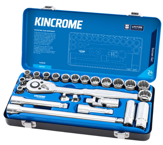 Kincrome Socket Set 24 Piece 1/2" Drive Metric K28020 Socket Set Kincrome