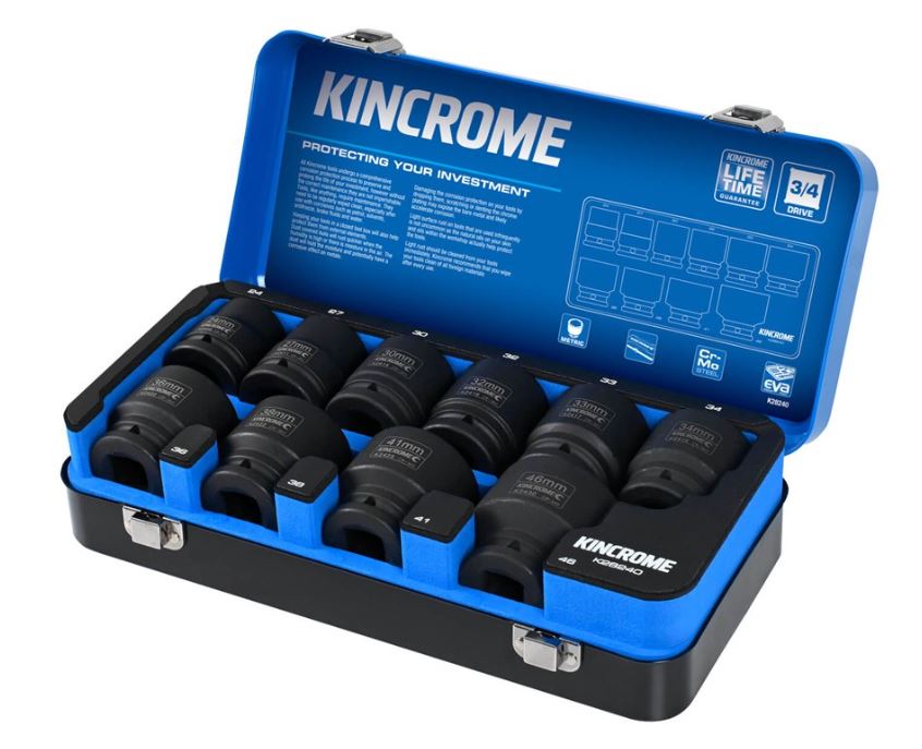 Kincrome Impact 3/4" Drive Socket Set Metric 10 Piece K28240 Socket Set Kincrome