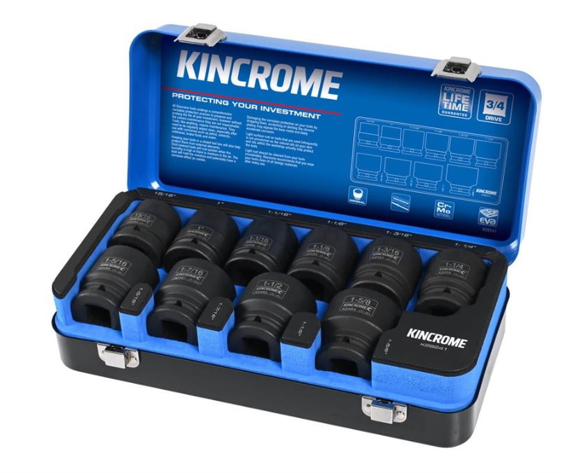 Kincrome Impact 3/4" Drive Socket Set Imperial 10 Piece K28241 Socket Set Kincrome