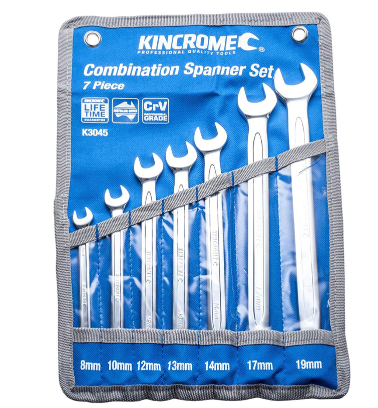 Kincrome Combination Spanner Set 7 Piece Metric K3045 Spanner Set Kincrome