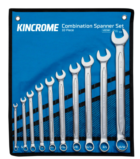 Kincrome Combination Spanner Set 10 Piece Imperial K3046 Spanner Set Kincrome