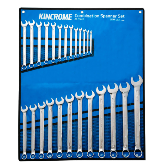 Kincrome Combination Spanner Set 25 Piece Metric K3047 Spanner Set Kincrome