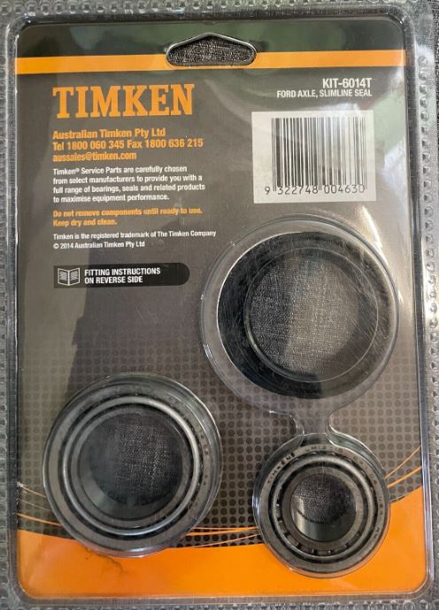 TIMKEN Standard Trailer Wheel Bearing Kit Ford Hub Slim Line KIT6014T Bearings timken