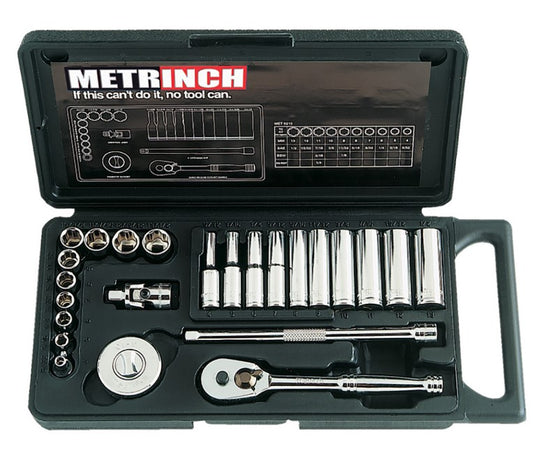 Metrinch 24 Piece 1/4" Square Dr Standard & Deep Wall Socket Set MET-0210 Socket Set Metrinch