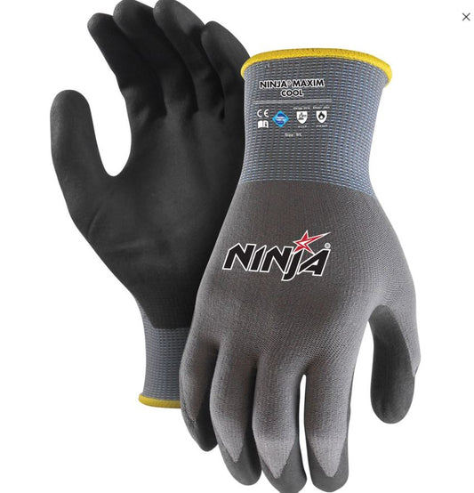 Ninja Maxim Cool Glove Grey Sizes Small to 2 Ex Large NIMXCLNFTGY000L Gloves Ninja