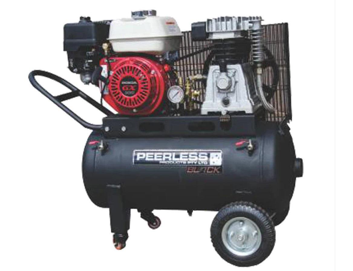 Peerless Black 17000 Petrol Air Compressor Belt Drive, Honda GX200, 320LPM PB17000P Pick Up In Store Compressor Peerless Products