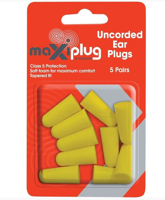 MAXISAFE Maxiplug UnCorded Earplugs Blister Pkt 5 Pairs HEC669 Earplugs Maxisafe