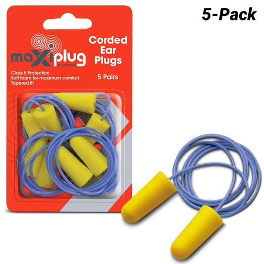 MAXISAFE Maxiplug Corded Earplugs Blister Pkt 5 Pairs HEC670 Earplugs Maxisafe