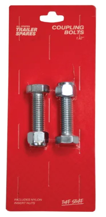 All States Trailer Spares Coupling Bolt 1/2x2in BSW w/Nut x2 R5204AW coupling bolt All States Trailer Spares