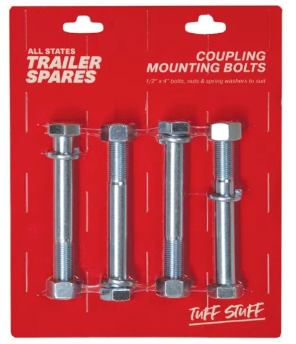 All States Trailer Coupling Mounting Bolt 1/2x4in HT G5 UNF w/Nut x4 R5214 coupling bolt All States Trailer Spares