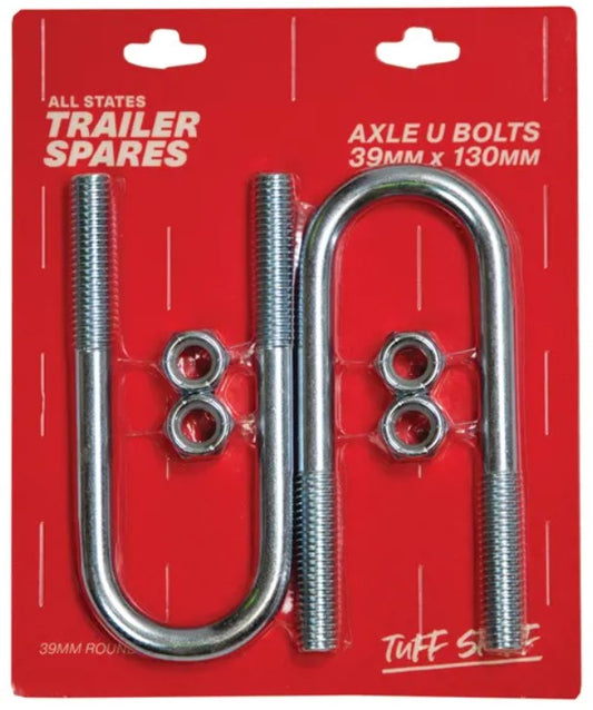 All States Trailer U Bolt 39 Round x 130mm w nuts x 2 R5602 U Bolt All States Trailer Spares