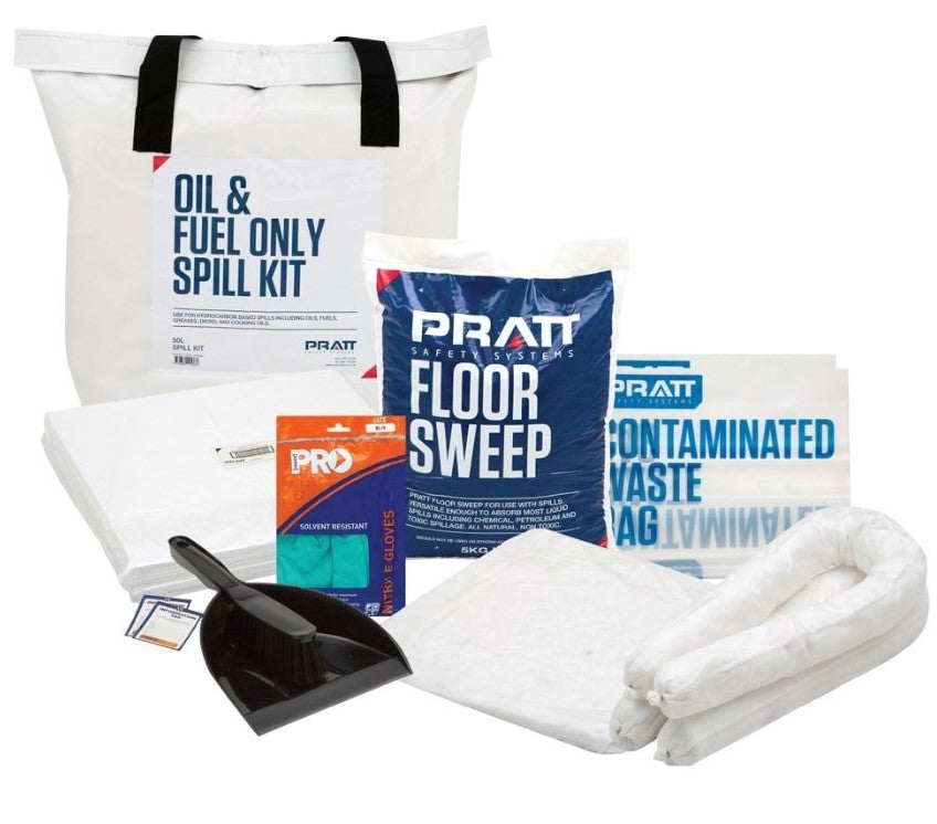 Pratt 25Ltr Oil & Fuel Aus Vehicle Spill Kit-White Bag SKOF025 Pick Up In Store Spill Pratt