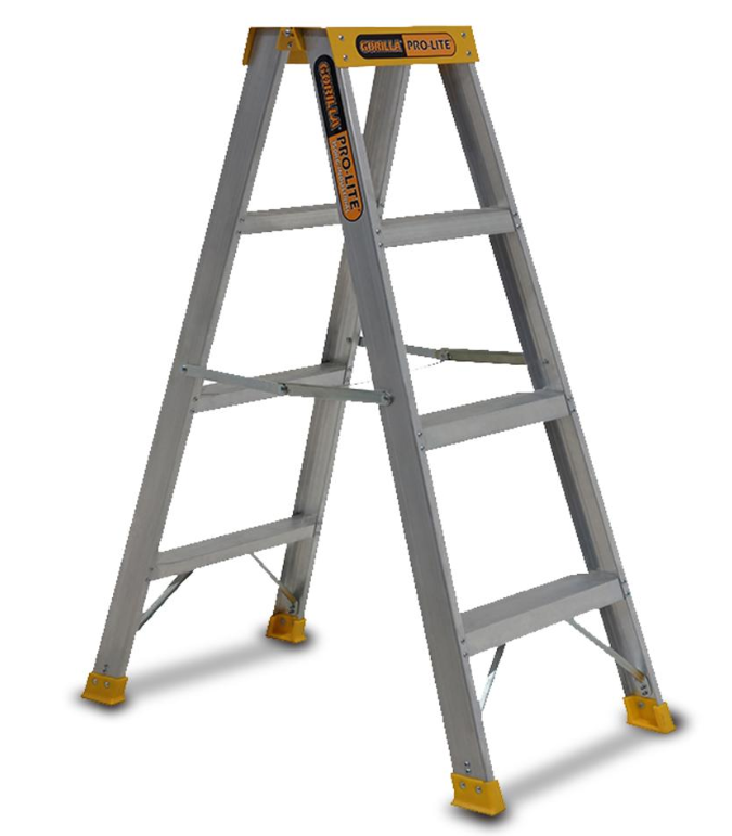 Gorilla PRO Pro-Lite 4 Step Double Sided Aluminium Ladder 4 FT 150kg SM004-PRO Pick Up In Store Gorilla Hartman Group Gorilla Hartman Group