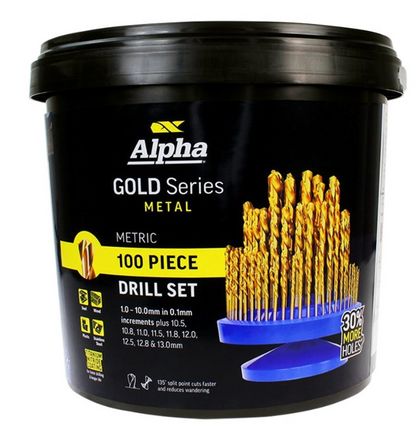 Alpha 100 Piece Gold Series Metric Drill Set SM100 Drill Sets Alpha