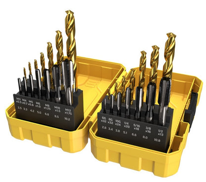 Alpha Gold Series Drill and Hand Tap Set 28 pc Tuffbox Pro + Bonus ATL001 SMUHT28TP-B Drill Bit Alpha