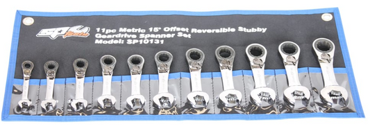 SP Tools Gear Drive ROE Spanner Set 15° Offset Stubby Metric 11pc SP10131 Spanner Set SP Tools