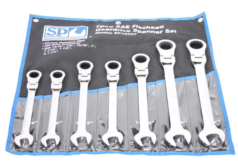 SP Tools Gear Drive ROE Spanner Set - Flex Head Jumbo - SAE - 7pc SP10367 Spanner Set SP Tools