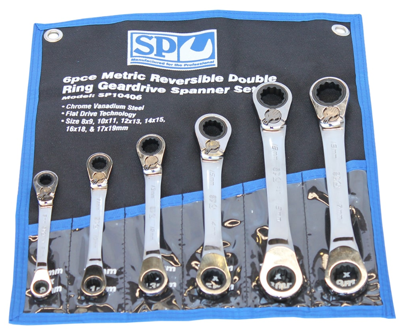 SP Tools Double Ring Gear Drive Spanner Set - 15° Offset - Metric - 6pc SP10406 Spanner Set SP Tools