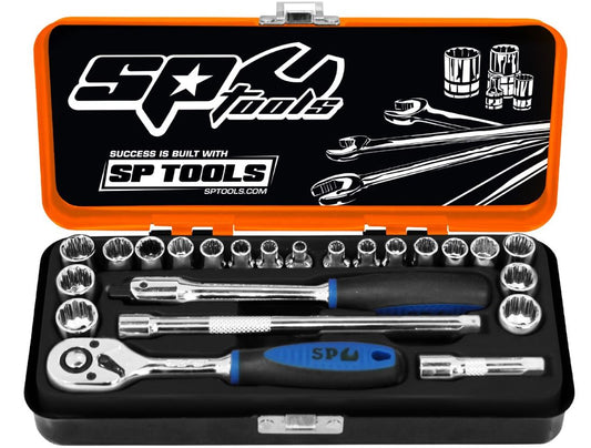 SP Tools 1/4"Dr Socket Set 6PT Metric SAE 23pc SP20102 Socket Set SP Tools