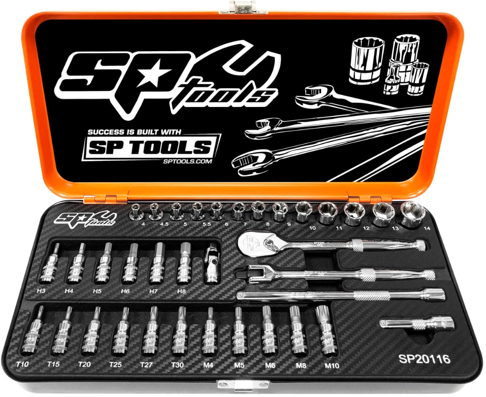 SP Tools 1/4"Dr Socket Set - Metric, Inhex, Torx & Spline 35pc SP20116 Socket Set SP Tools